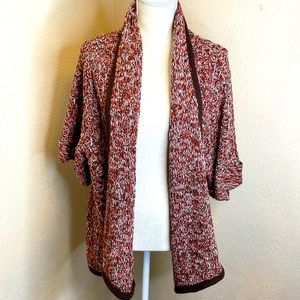 Cato Marled Rust and Cream Open Front Cardigan